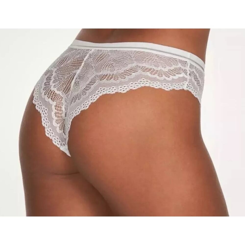 2-NEW Frederick's of Hollywood Caroline Lace Cheeky Panty Sz 1X White Silver NWT